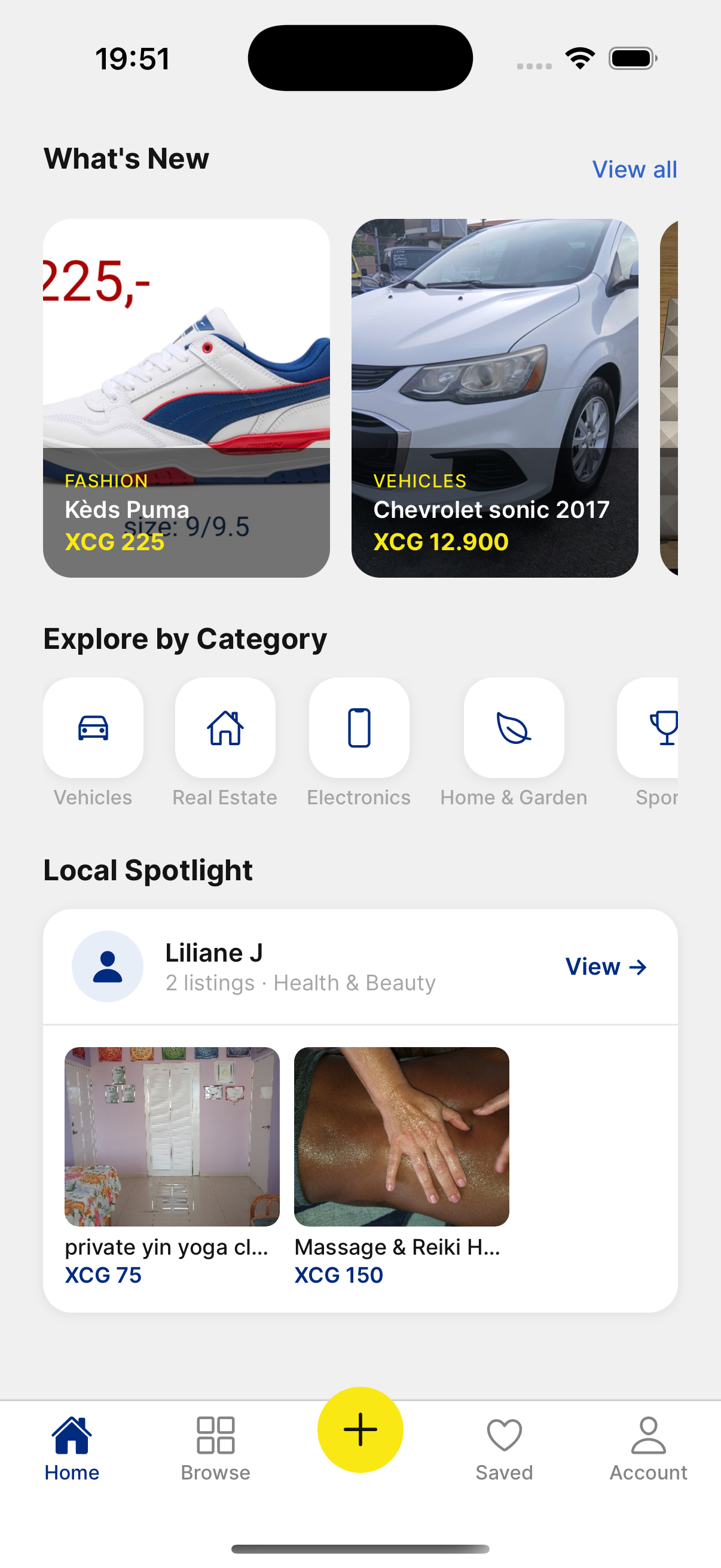 Find — home screen